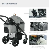 PawHut No-zip Detachable Pet Stroller Foldable Dog Cat Travel Carriage Carrying Bag(m-7)