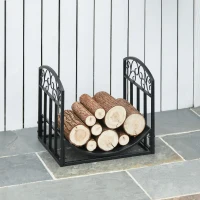 Outsunny Iron Arched Log Rack Black(m-2)