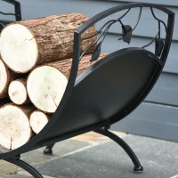 Outsunny Iron Arched Opaque Log Rack Black(m-9)