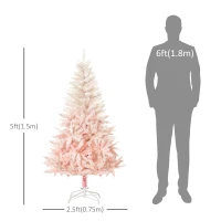 HOMCOM 5ft Pink Artificial Christmas Tree Holiday Home Decoration Ornament with Metal Stand(m-3)
