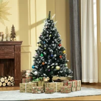 HOMCOM 5FT Artificial Snow-Dipped Christmas Tree Xmas | Home Home Indoor Decoration | Removable Stand w/ White Berries Star Topper Branch Green(m-12)