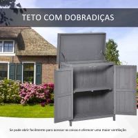 Outsunny Armário de Jardim de Madeira 74x43x88 cm para Armazenamento de Ferramentas e Lenhas com Teto Asfaltico Cinza(m-6)