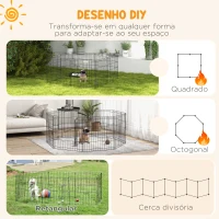 PawHut Parque para Cães 8 Painéis 61x61cm Dobráveis Gaiola Metálica para Animais de Estimação com Porta e Dupla Fechadura Preto(m-4)