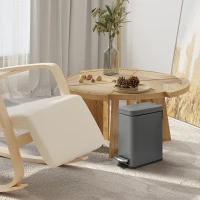 HOMCOM 5L Pedal Bin, Bathroom Bin Small, Steel, with Quiet-Closed Lid, Silent and Gentle Open, Oversized pedal, Back Pull Ring(m-2)