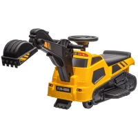 HOMCOM Escavadora Elétrica para Crianças Veículo Infantil 3 em 1 com Bateria 6V Pá e Rolo Compressor 100x43x48,5 cm Preto e Amarelo(m-11)