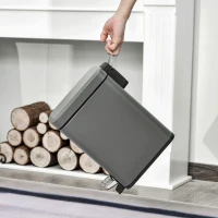 HOMCOM 5L Pedal Bin, Bathroom Bin Small, Steel, with Quiet-Closed Lid, Silent and Gentle Open, Oversized pedal, Back Pull Ring(m-13)