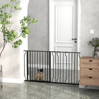 PawHut Extra Wide Dog Safety Gate, with Door Pressure, for Doorways, Hallways, Staircases - Black(m-2)