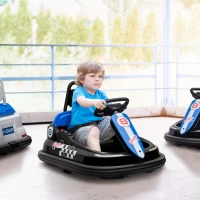 HOMCOM 6V Electric Kids Bumper Car, 6V Spin Waltz Car, with Music, Horn, Lights - Black(m-2)
