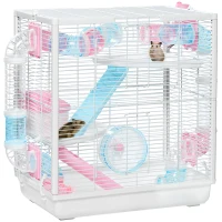 PawHut Hamster Cage for Small Rodents, with Tunnel Tube, Exercise Wheel(m-1)