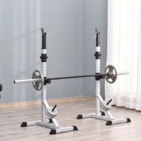 Soozier 2-Piece Pair Steel Height Adjustable Barbell Squat Rack and Bench Press 23" x 29.75" x 69.25"(m-11)