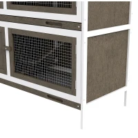 PawHut Coelheira de Madeira de 2 Pisos com Teto Asfáltico Bandejas Amovíveis e Rampa para 2 Coelhos 97x44x91 cm Marrom(m-10)