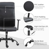Vinsetto High Back Desk Chair, Black Leather Desk Chair with Adjustable Height, Armrests, Swivel Wheels(m-7)