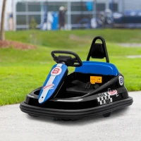 HOMCOM 6V Electric Kids Bumper Car, 6V Spin Waltz Car, with Music, Horn, Lights - Black(m-10)