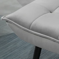 HOMCOM Accent Chair with Footstool Set, Tufted Upholstered Armless Lounge Chair with Pillow and Steel Legs for Living Room, Bedroom, Grey(m-7)