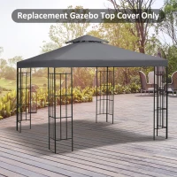 Outsunny 3(m) Gazebo Top Cover Double Tier Canopy Replacement Pavilion Roof Deep Grey(m-12)