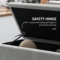 HOMCOM 47L Foldable Storage Ottoman, End of Bed Bench with Wooden Legs, Fabric Footstool for Living Room, Bedroom, 95 x 38 x 45cm, Grey(m-7)