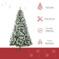 HOMCOM 6FT Artificial Christmas Tree with Pine Cones, Holiday Home Xmas Decoration Automatic Open, Green(m-4)
