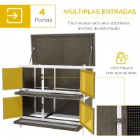 PawHut Coelheira de Madeira de 2 Pisos com Teto Asfáltico Bandejas Amovíveis e Rampa para 2 Coelhos 97x44x91 cm Marrom(m-4)