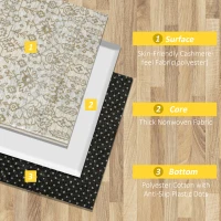 HOMCOM Floral Boho Area Rug, Carpet Cream and Green Rug for Living Room, Bedroom, Dining Room, 150 x 80cm(m-5)