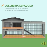 PawHut Coelheira Exterior de Madeira 150x52x68 cm Gaiola para 1-2 Coelhos com Teto Asfáltico Abatível Bandeja Amovível e Rampa Cinza(m-4)