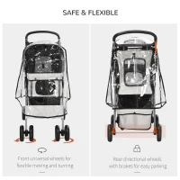 PawHut IE Located Pet Stroller for Small Miniature Dogs, Cats, Foldable Travel Carriage with Wheels Zipper Entry, Cup Holder, Storage Basket - Grey(m-6)