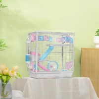 PawHut Hamster Cage for Small Rodents, with Tunnel Tube, Exercise Wheel(m-10)