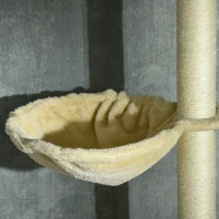 PawHut Floor to Ceiling Cat Tree for Indoor Cats, 6-Tier Play Tower Climbing Activity Center with Scratching Post, Platforms, Bed, Hammock, Adjustable Height 230-250cm, Beige(m-8)