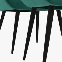 HOMCOM Accent Chair with Footstool Set, Tufted Upholstered Armless Lounge Chair with Pillow and Steel Legs for Living Room, Bedroom, Green(m-9)