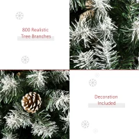 HOMCOM 6FT Artificial Christmas Tree with Pine Cones, Holiday Home Xmas Decoration Automatic Open, Green(m-7)