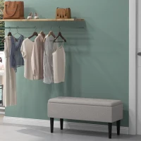 HOMCOM 47L Foldable Storage Ottoman, End of Bed Bench with Wooden Legs, Fabric Footstool for Living Room, Bedroom, 95 x 38 x 45cm, Grey(m-10)