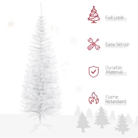 HOMCOM 5ft Unlit Artificial Christmas Tree, Pencil Slim Xmas Tree with Solid Stand and Realistic Branches, White(m-4)