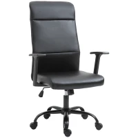 Vinsetto High Back Desk Chair, Black Leather Desk Chair with Adjustable Height, Armrests, Swivel Wheels(m-1)