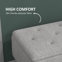 HOMCOM 47L Foldable Storage Ottoman, End of Bed Bench with Wooden Legs, Fabric Footstool for Living Room, Bedroom, 95 x 38 x 45cm, Grey(m-6)