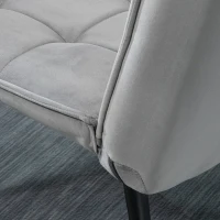 HOMCOM Accent Chair with Footstool Set, Tufted Upholstered Armless Lounge Chair with Pillow and Steel Legs for Living Room, Bedroom, Grey(m-9)