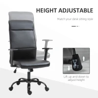 Vinsetto High Back Desk Chair, Black Leather Desk Chair with Adjustable Height, Armrests, Swivel Wheels(m-4)