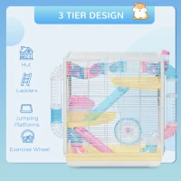 PawHut Hamster Cage for Small Rodents, with Tunnel Tube, Exercise Wheel(m-5)