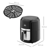 HOMCOM 4L Air Fryer, 1300W Air Fryer Oven with Digital Touch Display, Rapid Air Circulation, 12 Cooking Programs, Adjustable Temperature, Timer, Nonstick Basket for Oil Less or Low Fat Cooking, Black(m-3)