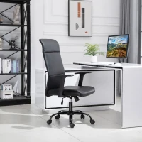 Vinsetto High Back Desk Chair, Black Leather Desk Chair with Adjustable Height, Armrests, Swivel Wheels(m-13)