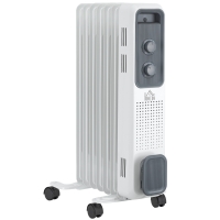 HOMCOM 1630W Oil Filed Radiator with Timer w/ Three Modes Adjustable Thermostat Safety switch, White