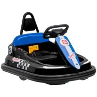 HOMCOM 6V Electric Kids Bumper Car, 6V Spin Waltz Car, with Music, Horn, Lights - Black(m-1)