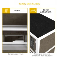 PawHut Coelheira de Madeira de 2 Pisos com Teto Asfáltico Bandejas Amovíveis e Rampa para 2 Coelhos 97x44x91 cm Marrom(m-7)