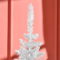 HOMCOM 5ft Unlit Artificial Christmas Tree, Pencil Slim Xmas Tree with Solid Stand and Realistic Branches, White(m-10)