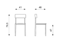 STONES Set 4 Sedie impilabili in polipropilene, 41x46x79.5cm, marrone chiaro(m-2)