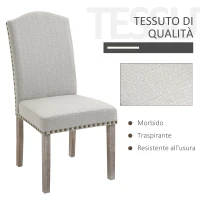 HOMCOM Set 2 Sedie da Pranzo Imbottite e Classiche con Schienale da Salotto e Soggiorno, in Legno e Poliestere, 51x64x99.5 cm, Grigio(m-4)