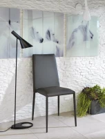 STONES Set 4 Sedie in similpelle imbottita e gambe in metallo rivestite, 40x42x96cm, grigio scuro(m-5)