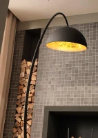 STONES Lampada da Terra in Metallo, 117x36x183 cm, Nero e Oro(m-2)