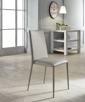 STONES Set 4 Sedie Impilabili in Similpelle con Gambe in Metallo rivestite, 40x42x96 cm, Grigio Chiaro(m-4)