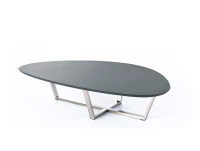 STONES Tavolino con top in MDF e struttura in metallo, 80x140x32cm, grigio scuro(m-1)