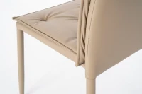 STONES Set 4 Sedie con seduta e schienale rivestiti in similpelle imbottita, gambe in metallo rivestite in similpelle, 44x56x91cm, tortora(m-5)