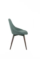 STONES Set 4 Sedie da pranzo rivestite in tessuto grigio chiaro con gambe in massello di noce, 58x49x85cm, verde(m-4)